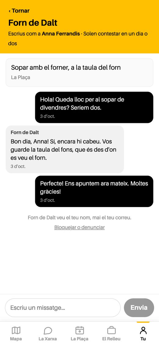 Una conversa amb un espai, a l'app