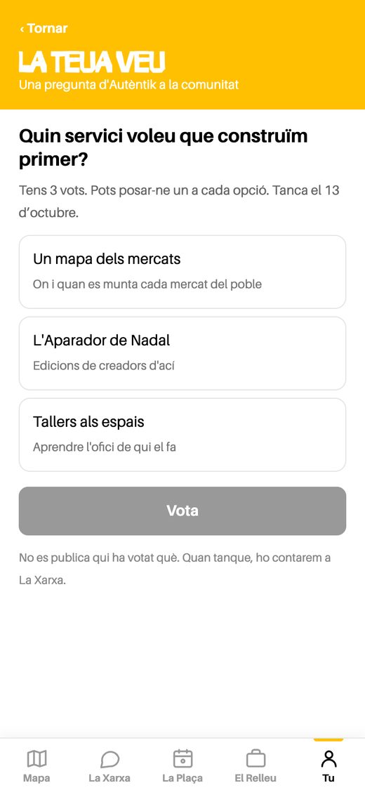 Una pregunta de La teua veu, a l'app